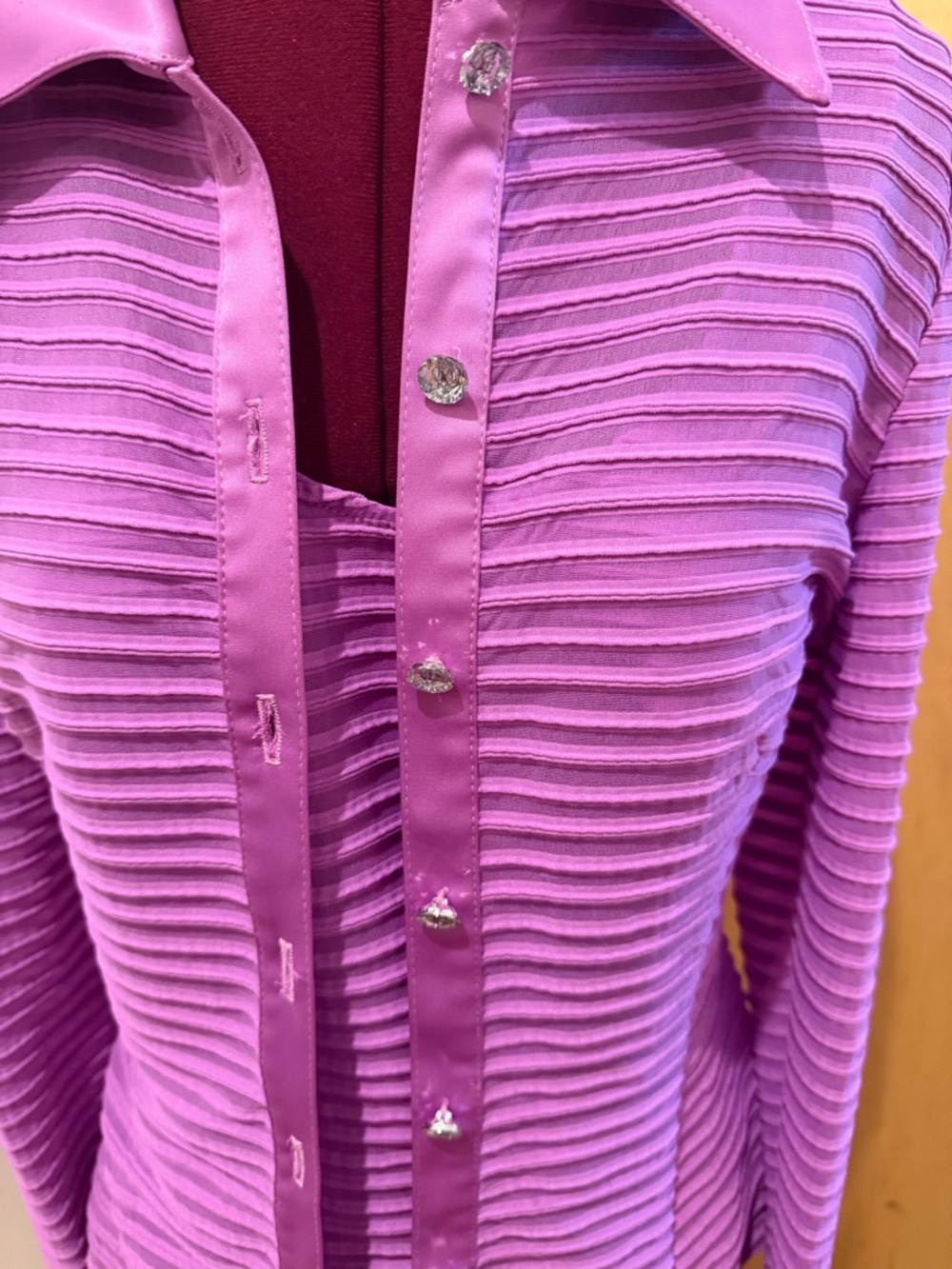 JS Collections Lavender Ribbed Button-Down Shirt - Picture 4 of 8